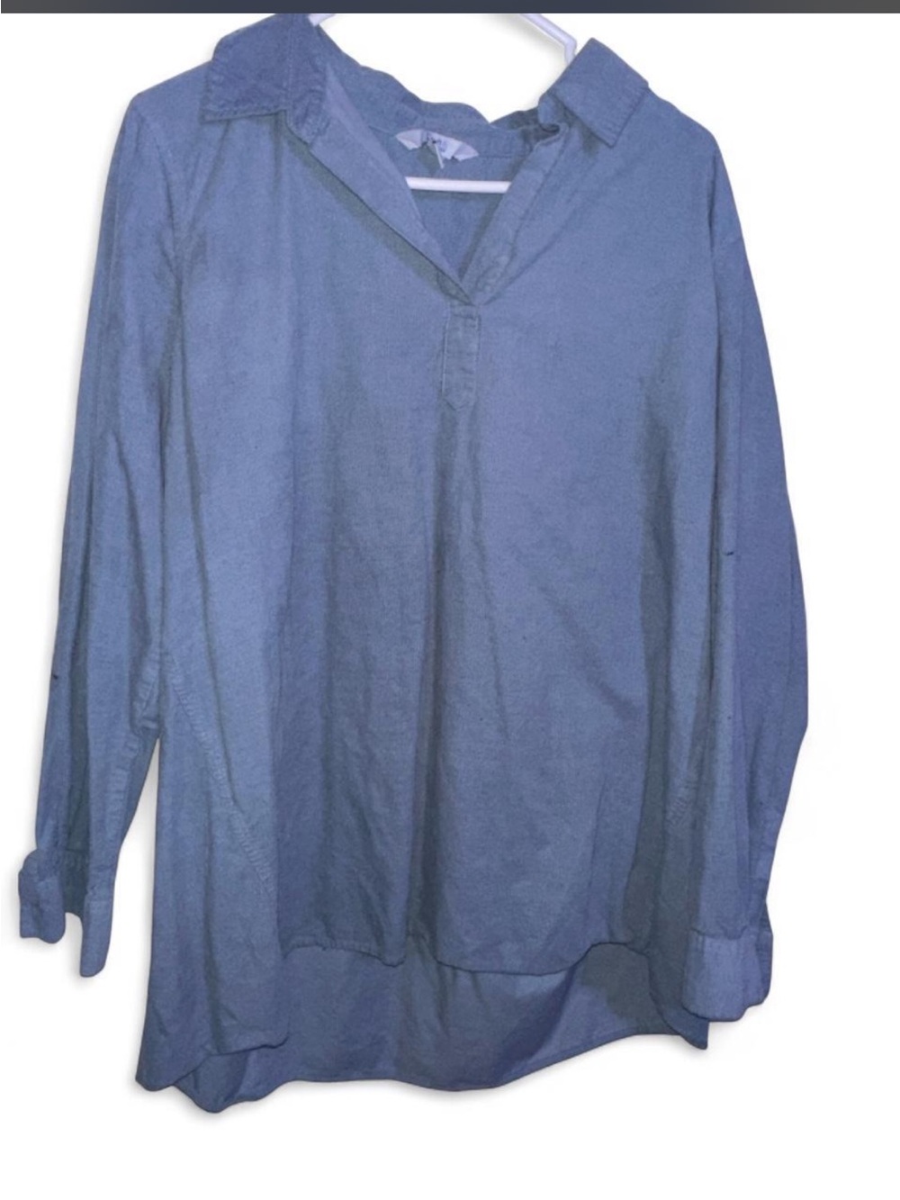croft & barrow Blue Button-Down Tunic Shirt